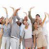 Smiling business people waving hands Smiling business people waving hands