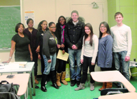 Teacher Paula Boyd (far left) with the BBS (Being Breast Smart) Club at Edward R. Murrow High School