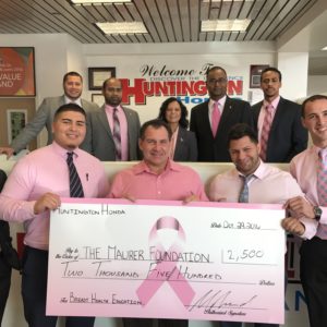 Huntington Honda and Certi-Care Donate $5,000 to The Maurer Foundation During Breast Cancer Awareness Month