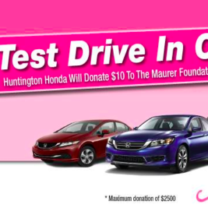 Huntington Honda Will Donate $10 to The Maurer Foundation For Every Test Drive During Breast Cancer Awareness Month