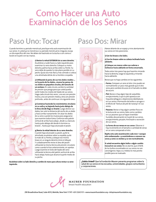 Breast Self-Exam Flyers Now Available in Spanish, Mandarin
