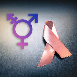 Breast cancer ribbon and transgender symbol